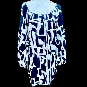 H&M Black & Cream Abstract Bubble Sleeve Tunic | Size M | NWT